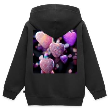 Lila Herzen fallen runter - Kinder Premium Organic Zip Hoodie - Schwarz - Hinten - AI Model Kid Male (0cm)
