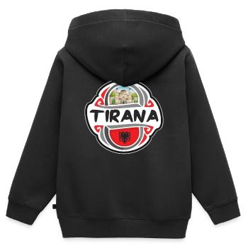 Tirana Albanien Flagge Abzeichen Reise Souvenir Stempel - Kinder Premium Organic Zip Hoodie - Schwarz - Hinten - AI Model Kid Male (0cm)