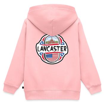 Lancaster USA United States Flag Travel Souvenir B - Kids Premium Organic Zip-up Hoodie - rose - Back - AI Model Kid Female (0cm)