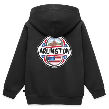 Arlington USA Vereinigte Staaten Flagge Reisesouvenir B - Kinder Premium Organic Zip Hoodie - Schwarz - Hinten - AI Model Kid Male (0cm)