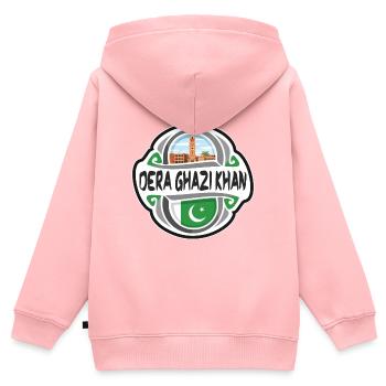 Dera Ghazi Khan Pakistan Drapeau Souvenir de Voyage Badg - Sweat Premium à capuche zippé enfant bio - rose - Dos - AI Model Kid Female (0cm)