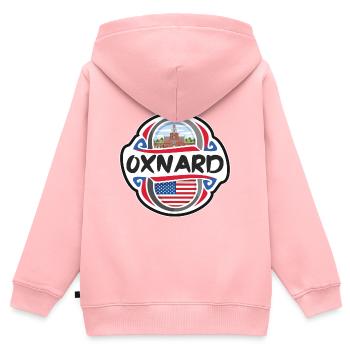 Oxnard USA Drapeau des États-Unis Souvenir de voyage Badg - Sweat Premium à capuche zippé enfant bio - rose - Dos - AI Model Kid Female (0cm)