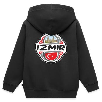 Izmir Türkei Flagge Abzeichen Reise Souvenir Stempel - Kinder Premium Organic Zip Hoodie - Schwarz - Hinten - AI Model Kid Male (0cm)