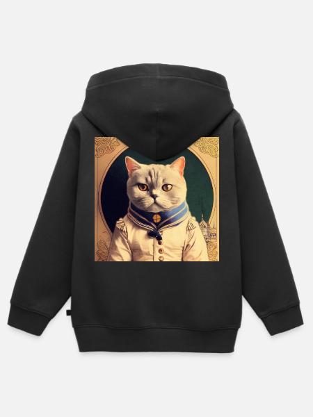 Britische Katze Retro Kurzhaar - Kinder Premium Organic Zip Hoodie - Schwarz