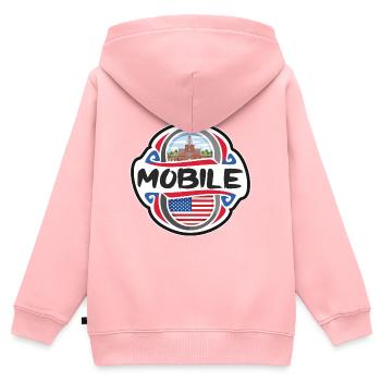 Mobile USA Drapeau des États-Unis Souvenir de voyage Badg - Sweat Premium à capuche zippé enfant bio - rose - Dos - AI Model Kid Female (0cm)