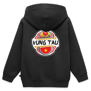 Vung Tau Vietnam Flagge Abzeichen Reise Souvenir Briefmarke - Kinder Premium Organic Zip Hoodie - Schwarz - Hinten - AI Model Kid Male (0cm)
