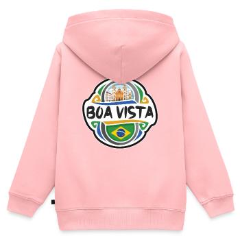 Boa Vista Brésil Drapeau Badge Voyage Souvenir Timbre - Sweat Premium à capuche zippé enfant bio - rose - Dos - AI Model Kid Female (0cm)