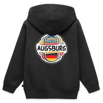 Augsbourg Allemagne Drapeau Badge Voyage Souvenir Timbre - Sweat Premium à capuche zippé enfant bio - noir - Dos - AI Model Kid Male (0cm)