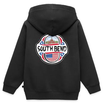 South Bend USA United States Flag Travel Souvenir - Kids Premium Organic Zip-up Hoodie - black - Back - AI Model Kid Male (0cm)
