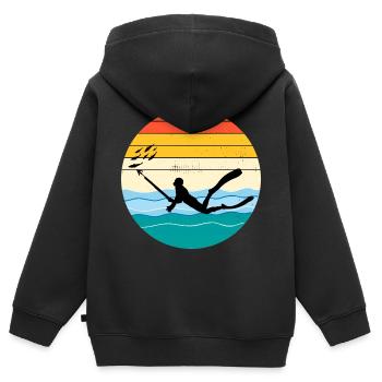 Chasse sous-marine Pêche sous-marine Vintage Retro - Sweat Premium à capuche zippé enfant bio - noir - Dos - AI Model Kid Male (0cm)