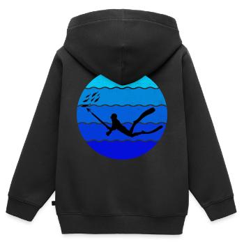 Pêche sous-marine Pêche sous-marine Pêche au harpon - Sweat Premium à capuche zippé enfant bio - noir - Dos - AI Model Kid Male (0cm)