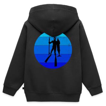 Pêche sous-marine Pêche sous-marine Pêche au harpon - Sweat Premium à capuche zippé enfant bio - noir - Dos - AI Model Kid Male (0cm)