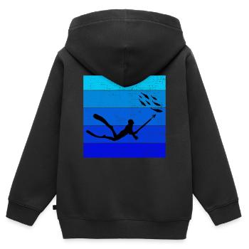 Pêche sous-marine Pêche sous-marine Pêche au harpon - Sweat Premium à capuche zippé enfant bio - noir - Dos - AI Model Kid Male (0cm)