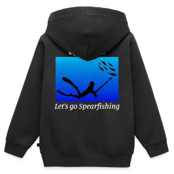 Pêche sous-marine Pêche sous-marine Pêche au harpon - Sweat Premium à capuche zippé enfant bio - noir - Dos - AI Model Kid Male (0cm)