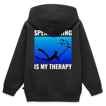 Pêche sous-marine Pêche sous-marine Pêche au harpon - Sweat Premium à capuche zippé enfant bio - noir - Dos - AI Model Kid Male (0cm)