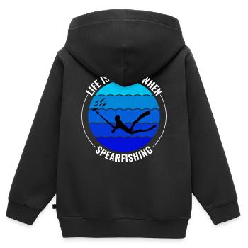 Pêche sous-marine Pêche sous-marine Pêche au harpon - Sweat Premium à capuche zippé enfant bio - noir - Dos - AI Model Kid Male (0cm)