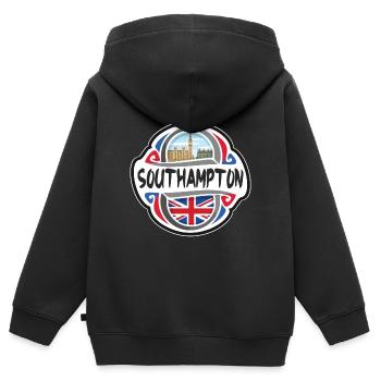 Southampton Royaume-Uni Drapeau du Royaume-Uni Souvenir de voyage - Sweat Premium à capuche zippé enfant bio - noir - Dos - AI Model Kid Male (0cm)