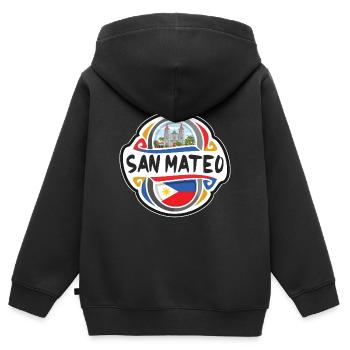 San Mateo Philippinen Flagge Reise Souvenir Abzeichen S - Kinder Premium Organic Zip Hoodie - Schwarz - Hinten - AI Model Kid Male (0cm)