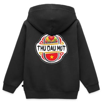 Thu Dau Mot Vietnam Flagge Reise Souvenir Abzeichen Sta - Kinder Premium Organic Zip Hoodie - Schwarz - Hinten - AI Model Kid Male (0cm)
