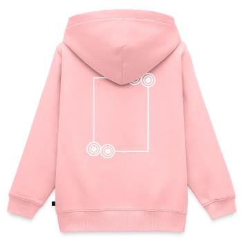 Texte de base de cadre blanc allongé - Sweat Premium à capuche zippé enfant bio - rose - Dos - AI Model Kid Female (0cm)