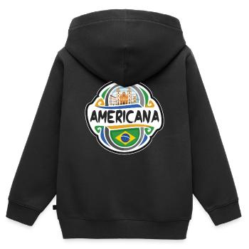 Americana Brasilien Flagge Abzeichen Reise Souvenir Briefmarke - Kinder Premium Organic Zip Hoodie - Schwarz - Hinten - AI Model Kid Male (0cm)
