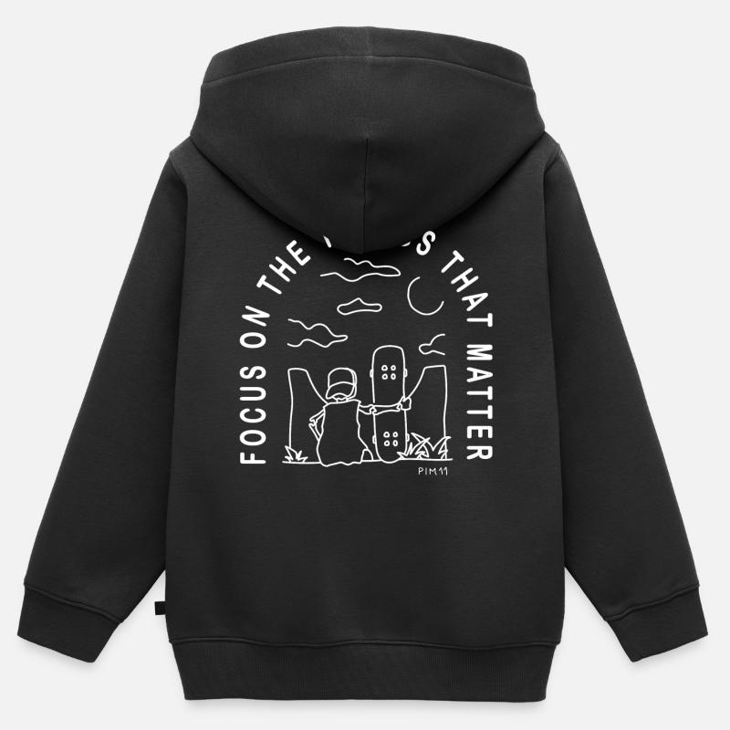 Skate Focus (blanc) - Sweat Premium à capuche zippé enfant bio - noir