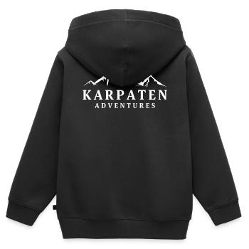 Montagnes Carpates Roumanie Amoureux de la nature Randonnée - Sweat Premium à capuche zippé enfant bio - noir - Dos - AI Model Kid Male (0cm)