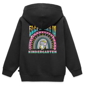 elefant im kindergarten regenbogen streifen design - Kinder Premium Organic Zip Hoodie - Schwarz - Hinten - AI Model Kid Male (0cm)