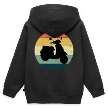 Roller Fahrer Roller Motorrad Vintage Retro - Kinder Premium Organic Zip Hoodie - Schwarz - Hinten - AI Model Kid Male (0cm)