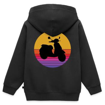 Roller Fahrer Roller Motorrad Vintage Retro - Kinder Premium Organic Zip Hoodie - Schwarz - Hinten - AI Model Kid Male (0cm)