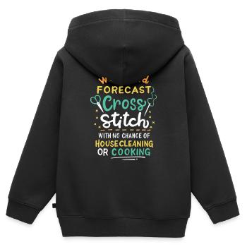 Cross Stich Handarbeiten - Kinder Premium Organic Zip Hoodie - Schwarz - Hinten - AI Model Kid Male (0cm)