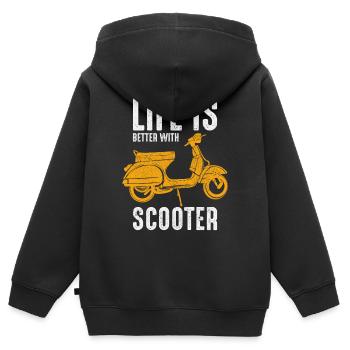 Roller Fahrer Scootering Motorrad Moped Lustig - Kinder Premium Organic Zip Hoodie - Schwarz - Hinten - AI Model Kid Male (0cm)