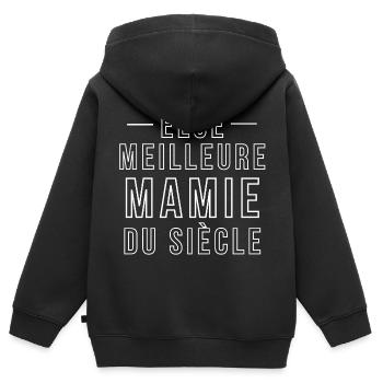 Elu meilleur Mamie du Siécle - Sweat Premium à capuche zippé enfant bio - noir - Dos - AI Model Kid Male (0cm)