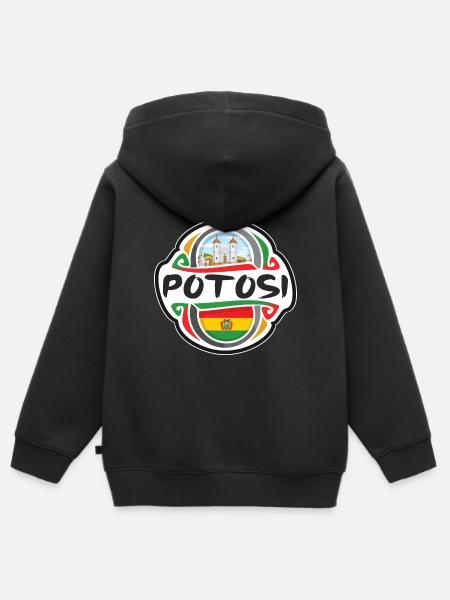 Potosi Bolivie Drapeau Badge Voyage Souvenir Timbre - Sweat Premium à capuche zippé enfant bio - noir