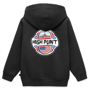 High Point USA Drapeau des États-Unis Souvenir de voyage - Sweat Premium à capuche zippé enfant bio - noir - Dos - AI Model Kid Male (0cm)