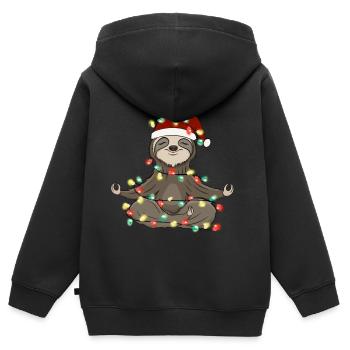 Christmas Lights Faultier Weihnachten - Kinder Premium Organic Zip Hoodie - Schwarz - Hinten - AI Model Kid Male (0cm)