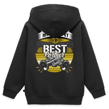 Trompette Trompettiste Musicien Idée Cadeau - Sweat Premium à capuche zippé enfant bio - noir - Dos - AI Model Kid Male (0cm)