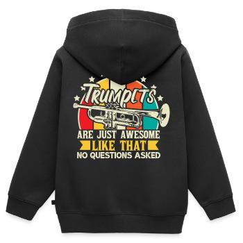 Trompettiste - Sweat Premium à capuche zippé enfant bio - noir - Dos - AI Model Kid Male (0cm)