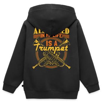 Trompette Trompette Trompette Cadeau - Sweat Premium à capuche zippé enfant bio - noir - Dos - AI Model Kid Male (0cm)
