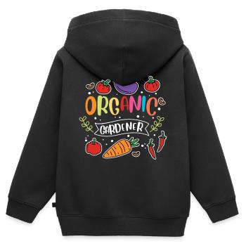 Bio Gärtner Gemüse - Kinder Premium Organic Zip Hoodie - Schwarz - Hinten - AI Model Kid Male (0cm)