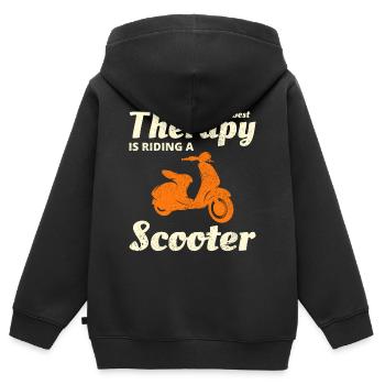 Roller Fahrer Scootering Motorrad Racer Fahrt - Kinder Premium Organic Zip Hoodie - Schwarz - Hinten - AI Model Kid Male (0cm)