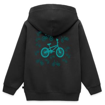 Vélo lumineux - Sweat Premium à capuche zippé enfant bio - noir - Dos - AI Model Kid Male (0cm)