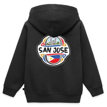 San Jose Philippinen Flagge Reise Souvenir Abzeichen St - Kinder Premium Organic Zip Hoodie - Schwarz - Hinten - AI Model Kid Male (0cm)