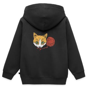 Katze Garn Häkeln - Kinder Premium Organic Zip Hoodie - Schwarz - Hinten - AI Model Kid Male (0cm)
