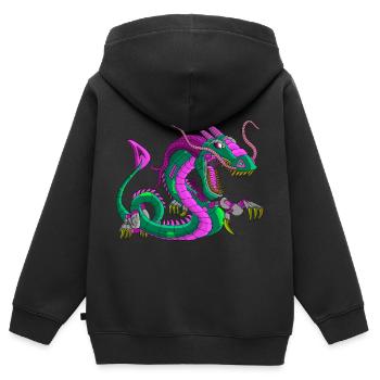 Metalldrache Mechdragon Drache aus Metall - Kinder Premium Organic Zip Hoodie - Schwarz - Hinten - AI Model Kid Male (0cm)