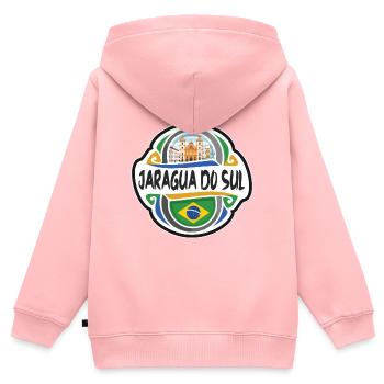 Jaragua do Sul Brésil Drapeau Voyage Souvenir Badge S - Sweat Premium à capuche zippé enfant bio - rose - Dos - AI Model Kid Female (0cm)