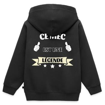 Ce mec est une légende - Sweat Premium à capuche zippé enfant bio - noir - Dos - AI Model Kid Male (0cm)