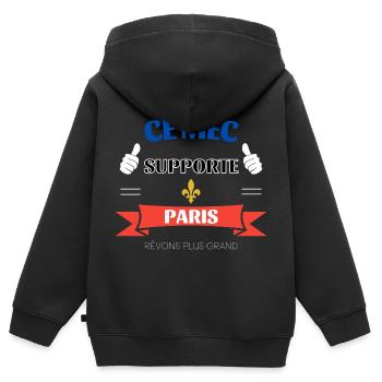 Ce mec supporte Paris - Sweat Premium à capuche zippé enfant bio - noir - Dos - AI Model Kid Male (0cm)