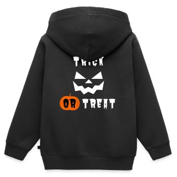 Halloween Trick or Treat - Sweat Premium à capuche zippé enfant bio - noir - Dos - AI Model Kid Male (0cm)