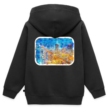 Beijing China Watercolor Sketch Painting - Kids Premium Organic Zip-up Hoodie - black - Back - AI Model Kid Male (0cm)